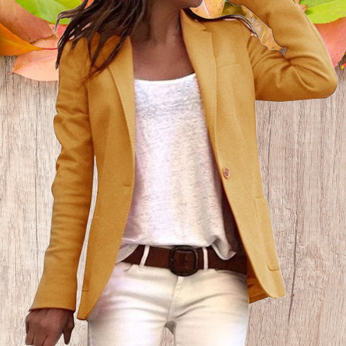 Women’s Slim-Fit Blazer with Notched Lapel and Button Closure