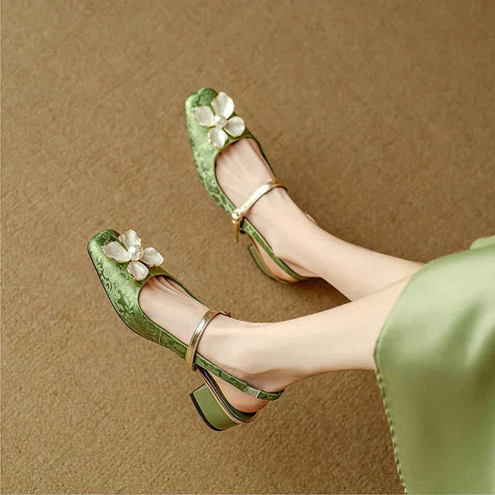 Women’s Slingback Pumps with Square Toe and Block Heel