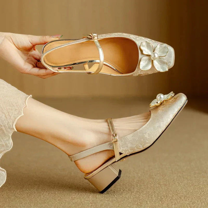 Women’s Slingback Pumps with Square Toe and Block Heel