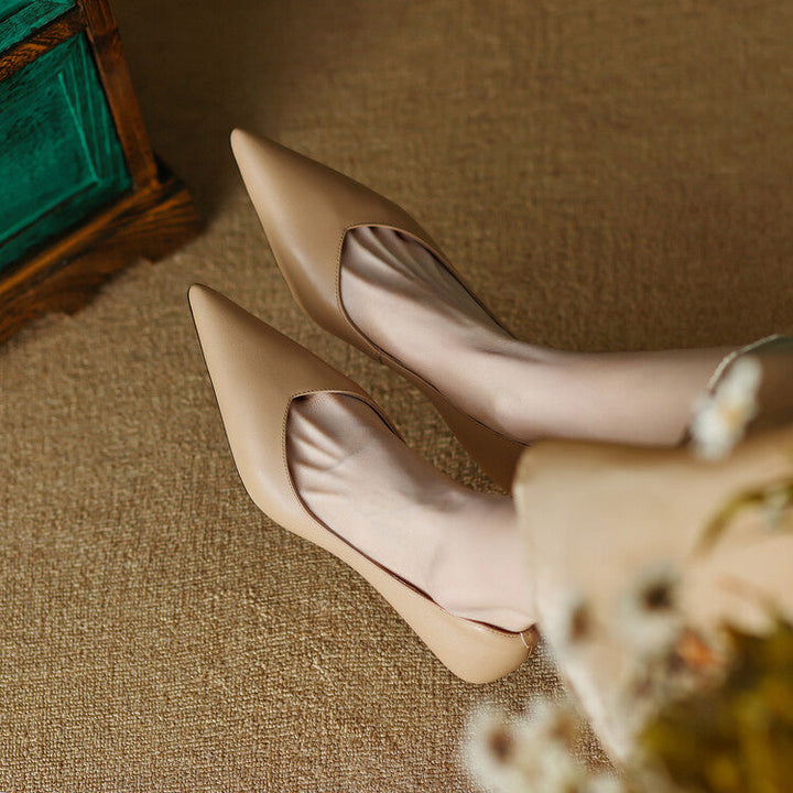 Women’s Slip-On Pumps with Pointed Toe and Low Kitten Heel