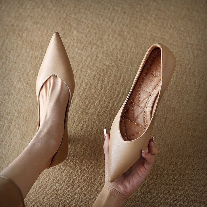 Women’s Slip-On Pumps with Pointed Toe and Low Kitten Heel