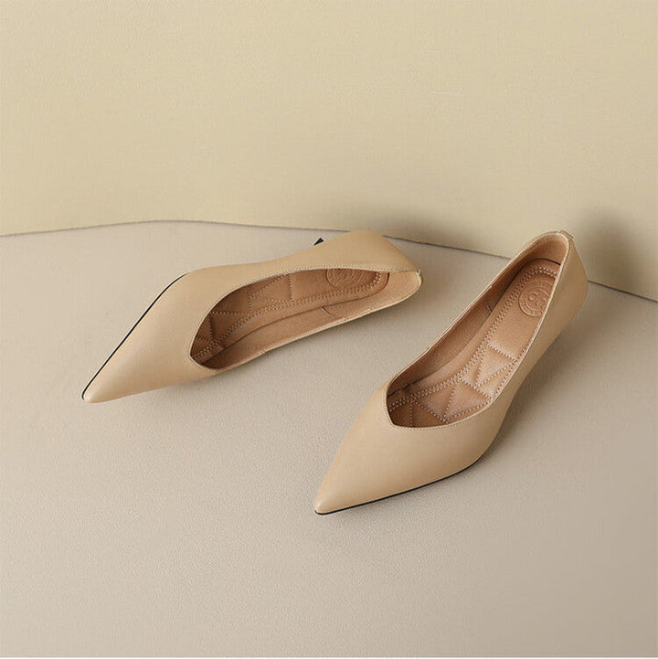 Women’s Slip-On Pumps with Pointed Toe and Low Kitten Heel