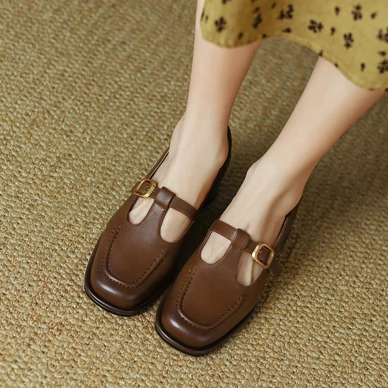 Women’s T-Strap Mary Jane with Square Toe and Low Block Heel