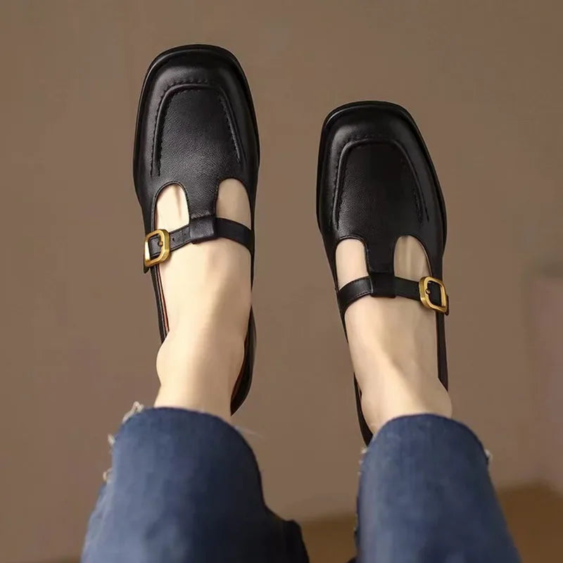 Women’s T-Strap Mary Jane with Square Toe and Low Block Heel