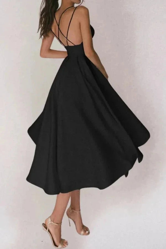 Women’s V-neck Dress with Adjustable Straps and Stylish Design