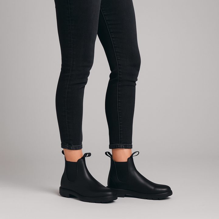 Women’s Chelsea Boots with Slip-On Design and Elastic Side Panels
