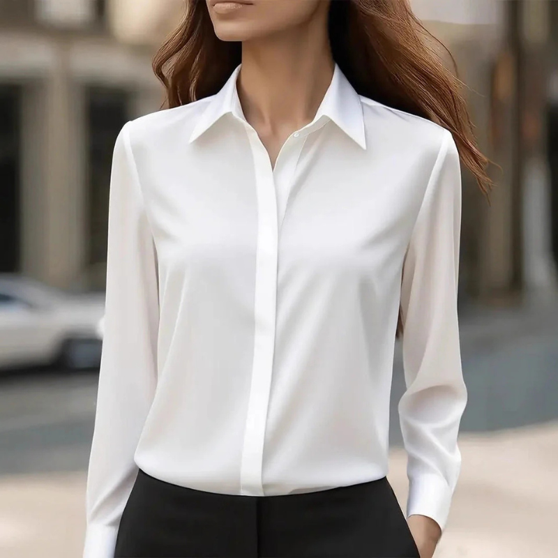 Women’s Classic Blouse with Button Detail and Classic Collar