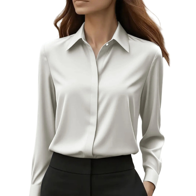 Women’s Classic Blouse with Button Detail and Classic Collar