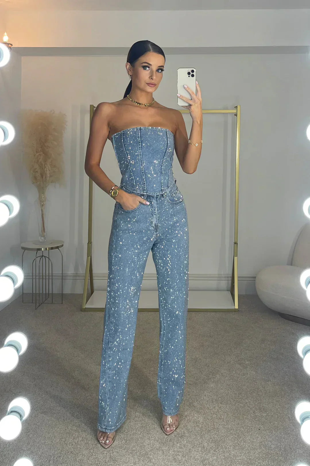 Women’s Jumpsuit with High-Waist Design and Top