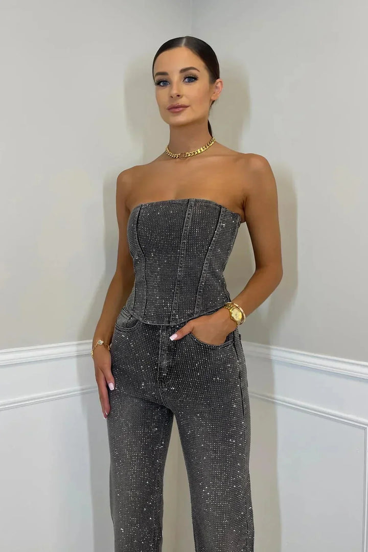Women’s Jumpsuit with High-Waist Design and Top
