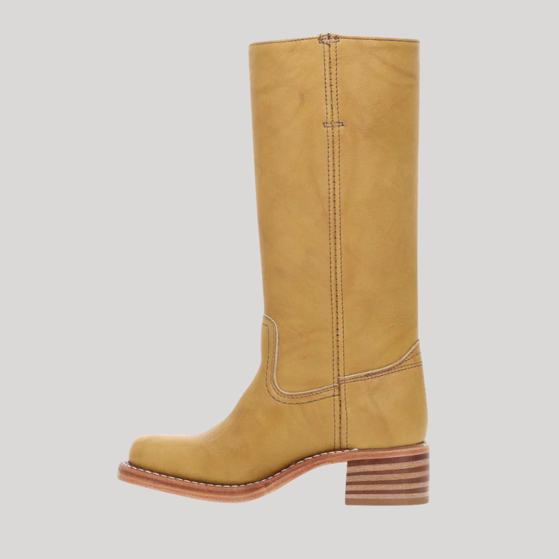 Women’s Knee-High Boots with Stacked Heel and Classic Design