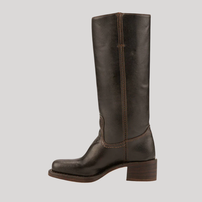 Women’s Knee-High Boots with Stacked Heel and Classic Design