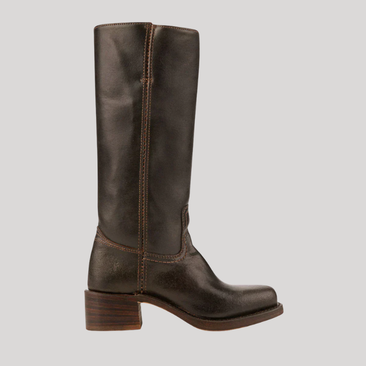 Women’s Knee-High Boots with Stacked Heel and Classic Design