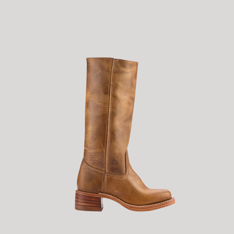 Women’s Knee-High Boots with Stacked Heel and Classic Design