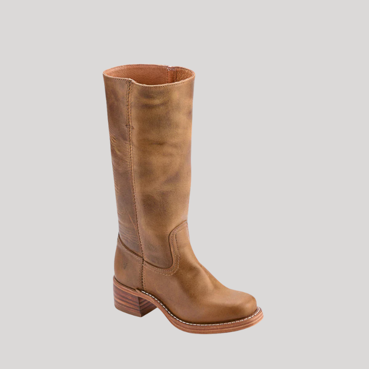 Women’s Knee-High Boots with Stacked Heel and Classic Design
