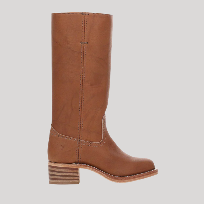 Women’s Knee-High Boots with Stacked Heel and Classic Design