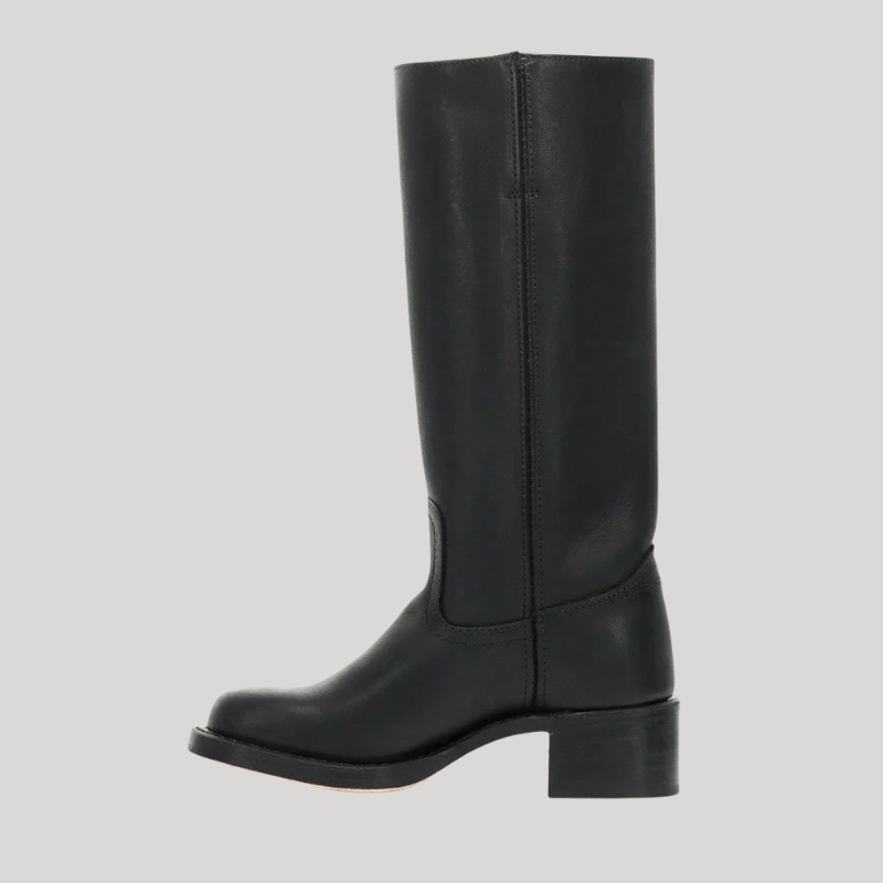 Women’s Knee-High Boots with Stacked Heel and Classic Design