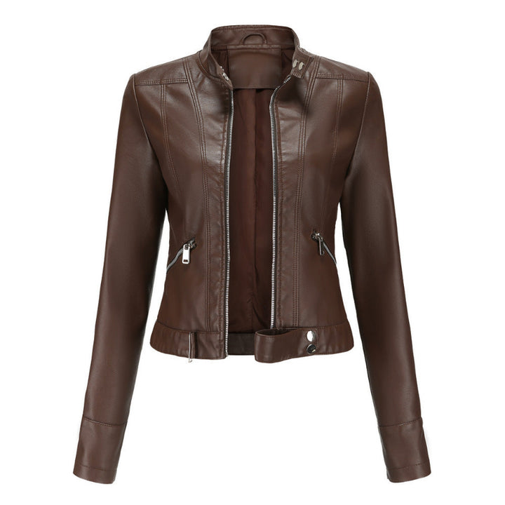 Women’s Winter Jacket with High Collar and Belted Hem