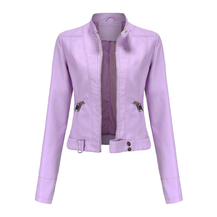 Women’s Winter Jacket with High Collar and Belted Hem