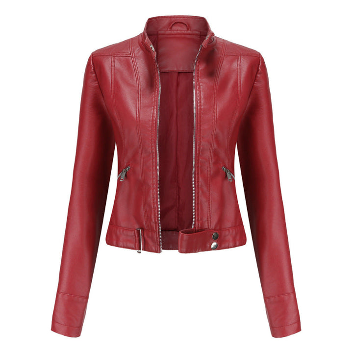 Women’s Winter Jacket with High Collar and Belted Hem
