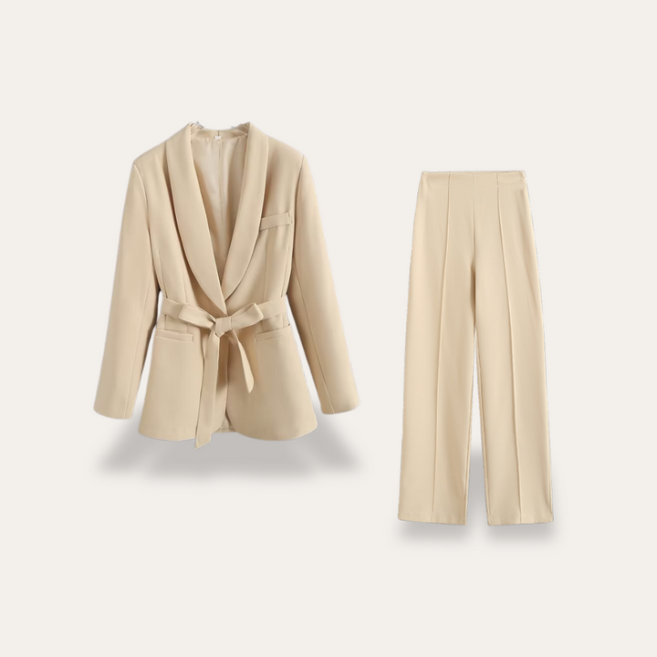 Women’s Two-Piece Set with Tailored Blazer and Wide-Leg Trousers