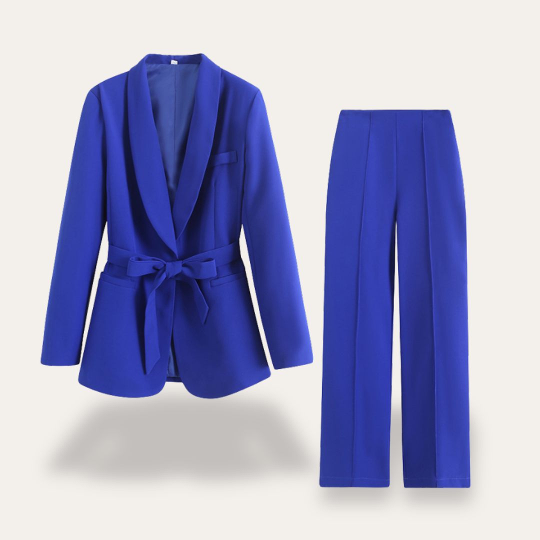 Women’s Two-Piece Set with Tailored Blazer and Wide-Leg Trousers