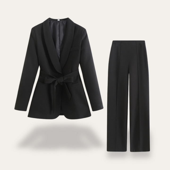 Women’s Two-Piece Set with Tailored Blazer and Wide-Leg Trousers