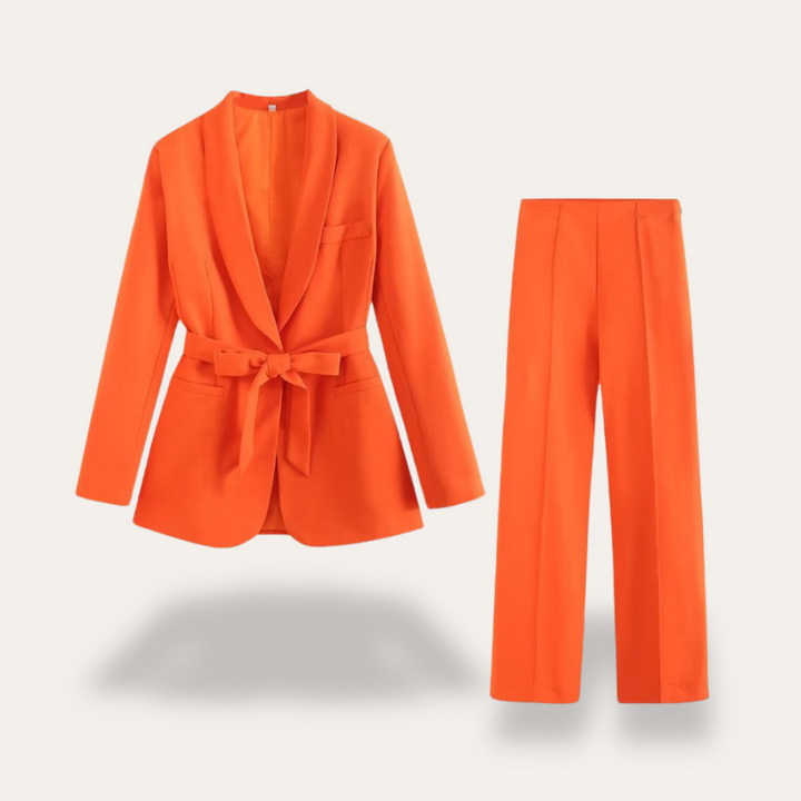 Women’s Two-Piece Set with Tailored Blazer and Wide-Leg Trousers