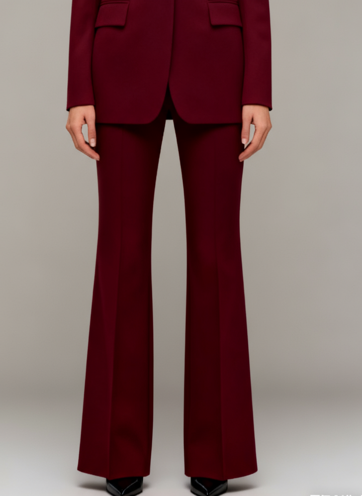 Women’s Tailored Suit with Sculpted Blazer and Flared Trousers
