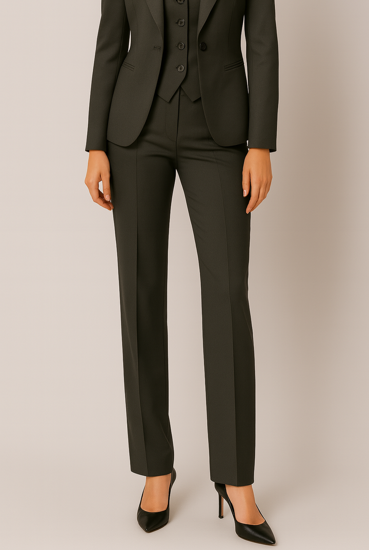 Women’s Three-Piece Suit with Tailored Blazer and Slim Fit Trousers
