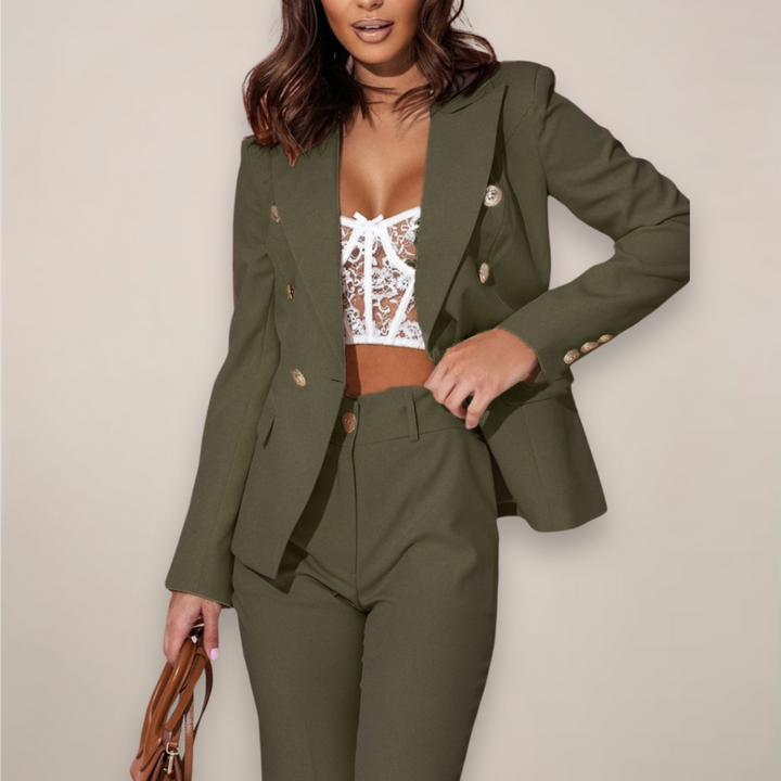 Women’s Two-Piece Blazer Suit with Fitted Blazer and Tailored Trousers