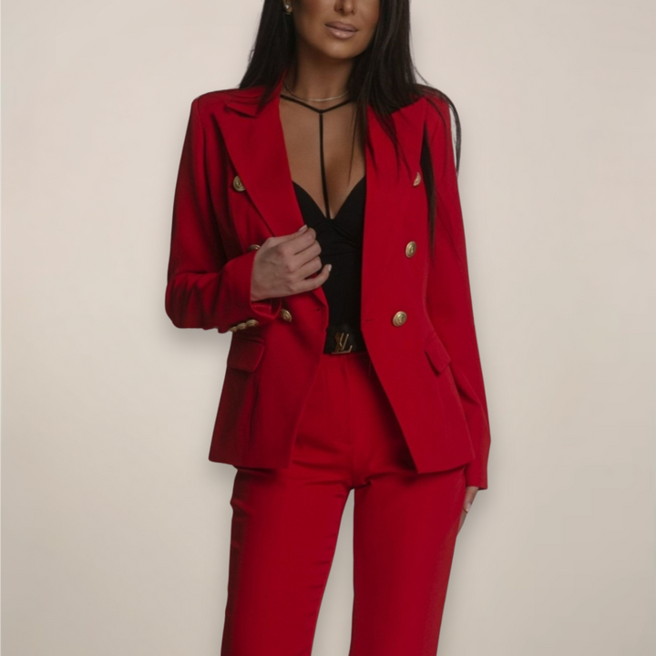 Women’s Two-Piece Blazer Suit with Fitted Blazer and Tailored Trousers