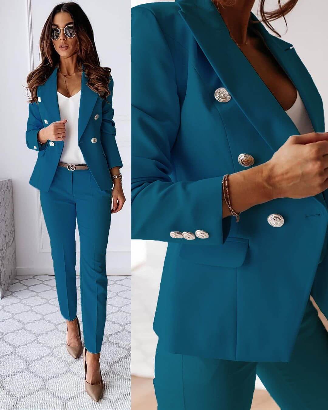 Women’s Blazer Set with Matching Skirt or Trousers