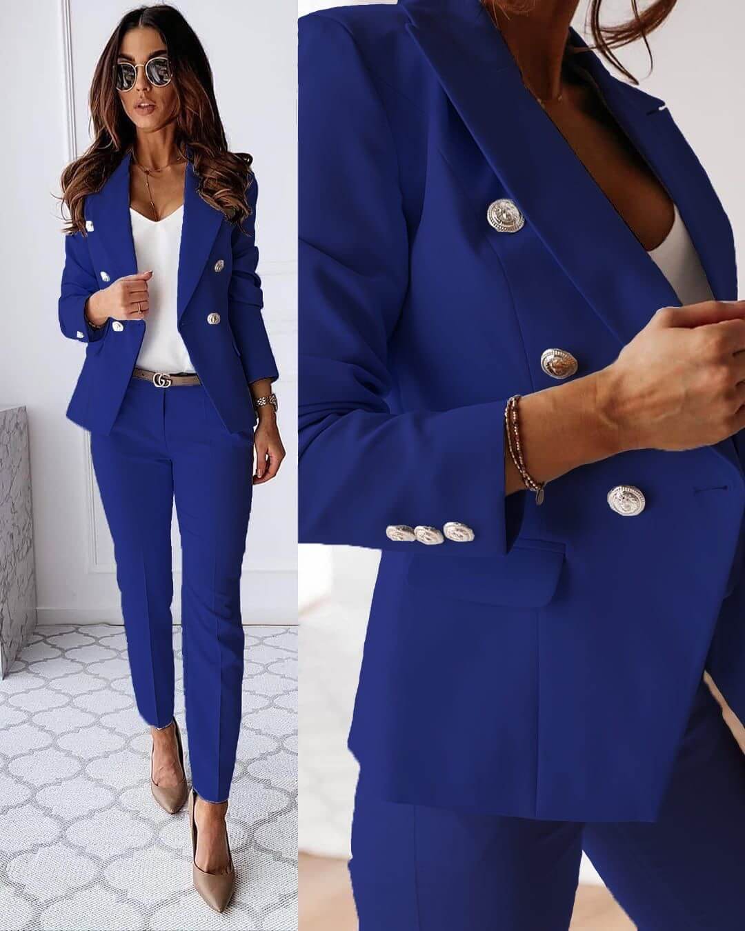 Women’s Blazer Set with Matching Skirt or Trousers