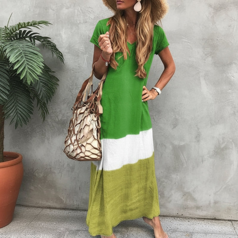 Women’s Boho Maxi Dress with V-Neck