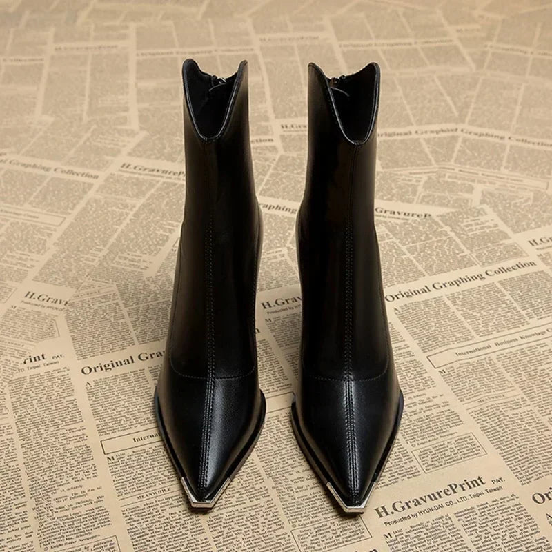 Womens Chelsea Boots with Chrome Tip and Rubber Outsole