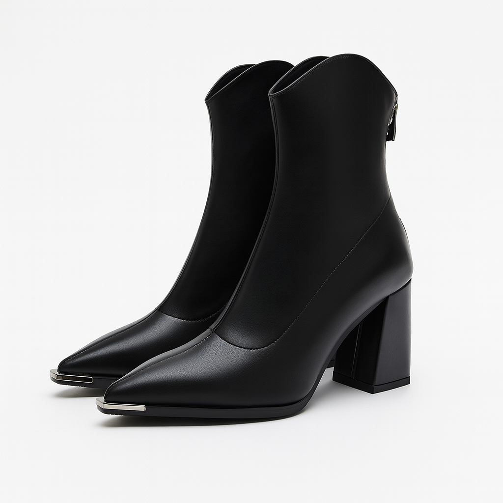 Womens Chelsea Boots with Chrome Tip and Rubber Outsole