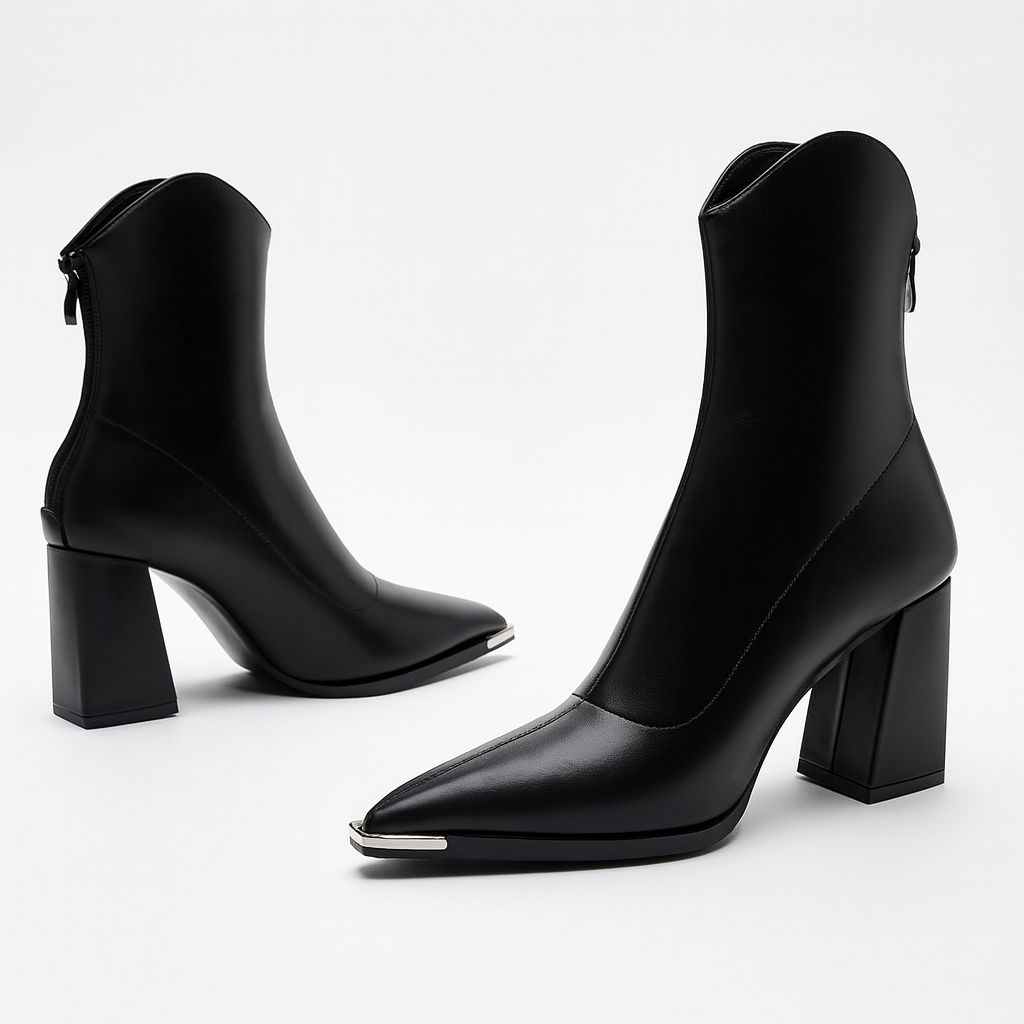 Womens Chelsea Boots with Chrome Tip and Rubber Outsole