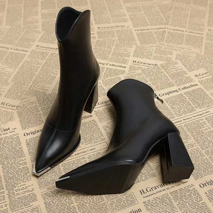 Womens Chelsea Boots with Chrome Tip and Rubber Outsole