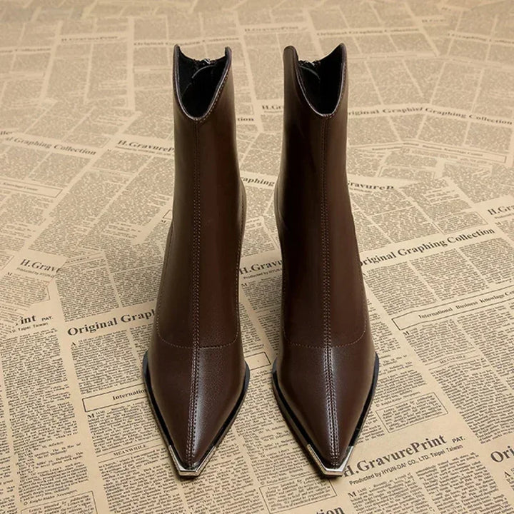 Womens Chelsea Boots with Chrome Tip and Rubber Outsole