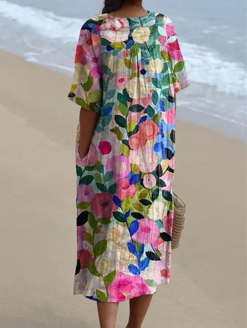 Women’s Dress with V‑Neckline and Floral Print