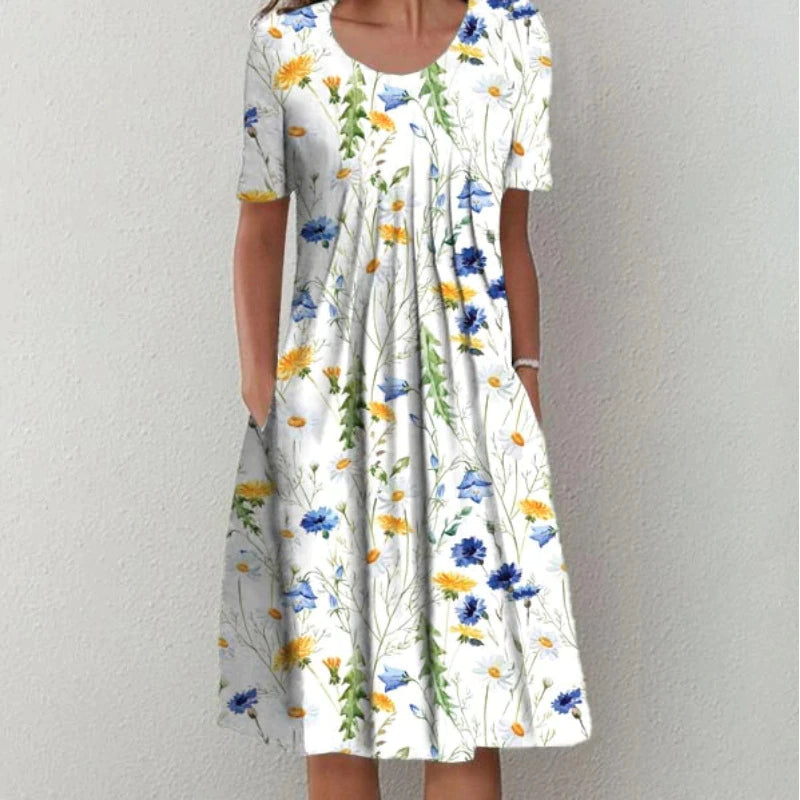 Women’s Dress with V‑Neckline and Waist Seam