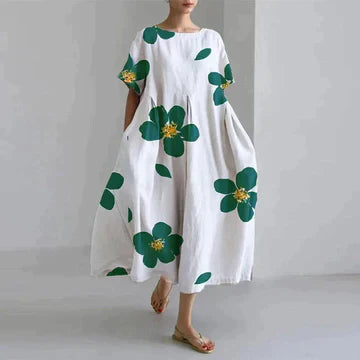 Women’s Floral Print Dress with Sleeveless Design and V-neck