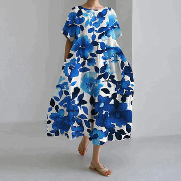 Women’s Floral Print Dress with Sleeveless Design and V-neck