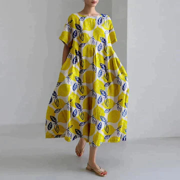 Women’s Floral Print Dress with Sleeveless Design and V-neck