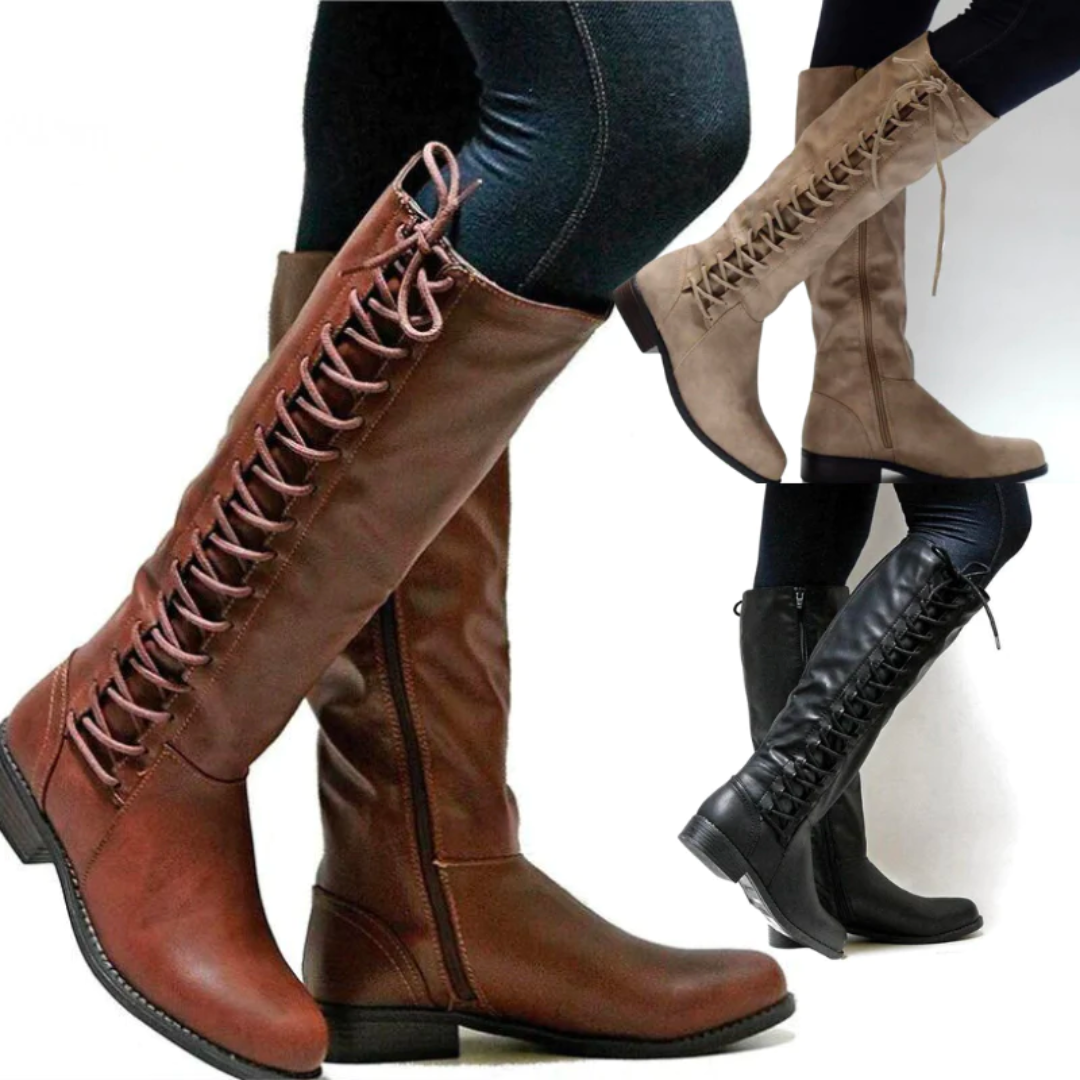 Womens High Boots with Sole and Lining Details