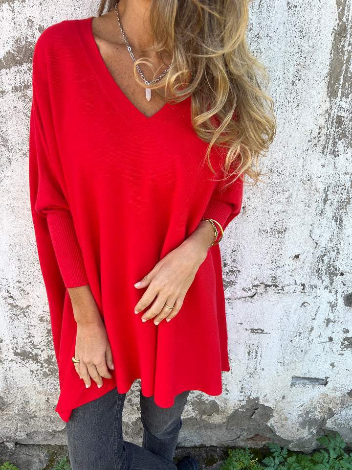 Women’s Jumper with V-Neck and Long Sleeves