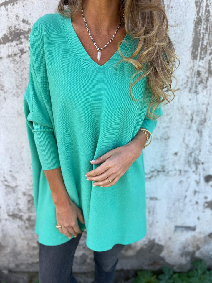 Women’s Jumper with V-Neck and Long Sleeves