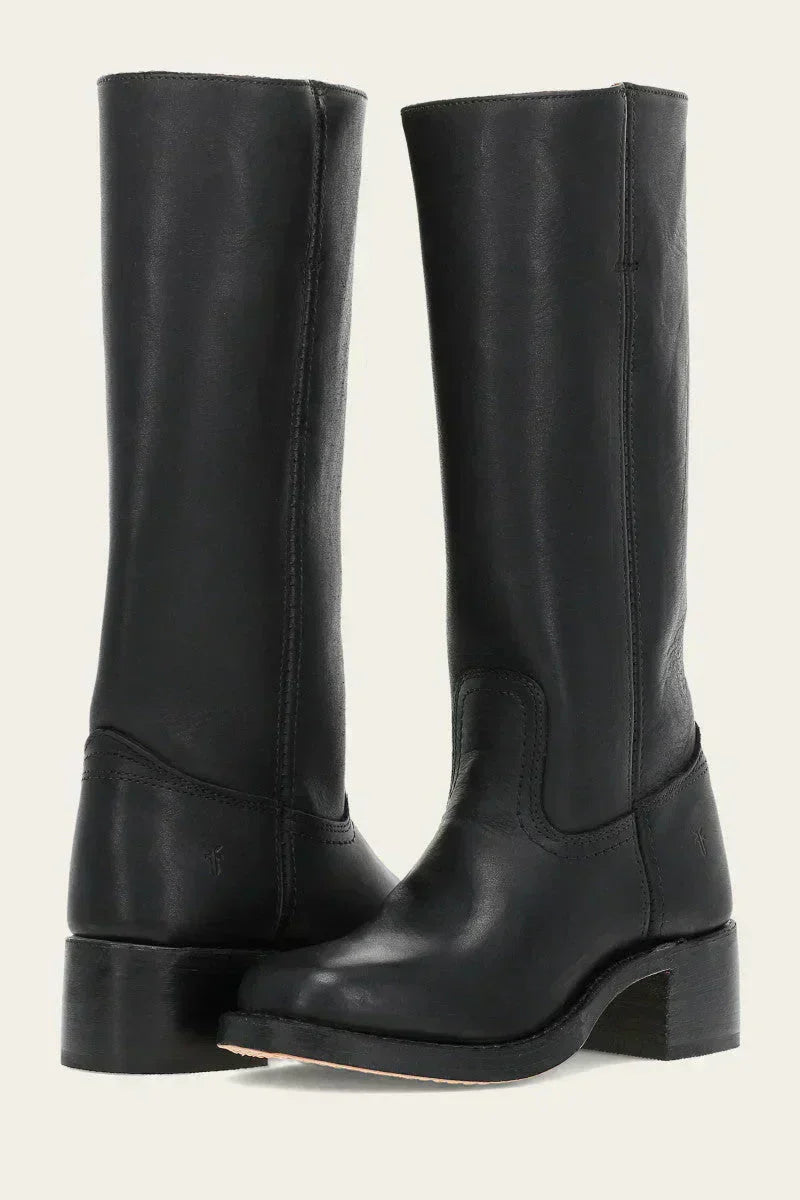 Women’s Knee-High Boots with Inner Side Zipper and Block Heel