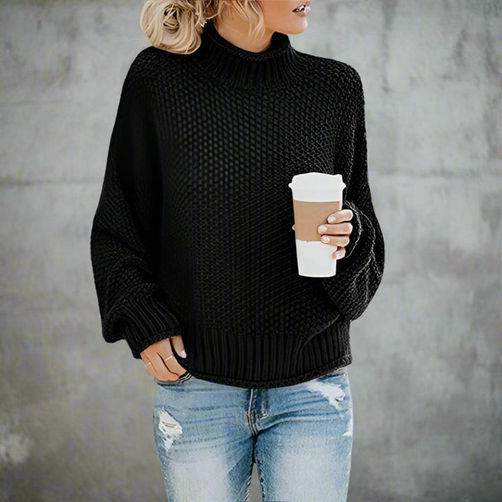 Women’s Knit Pullover Jumper with Turtleneck and Full Sleeves